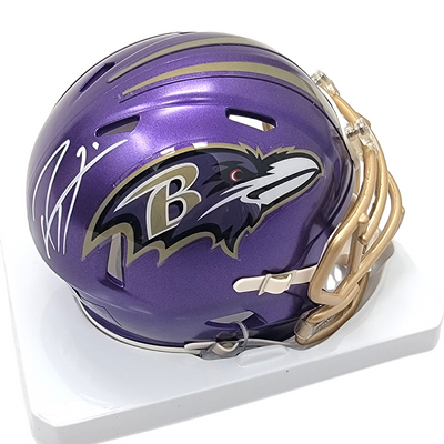 Ray Lewis Autographed Baltimore Ravens Flash Mini Helmet Beckett Witnessed