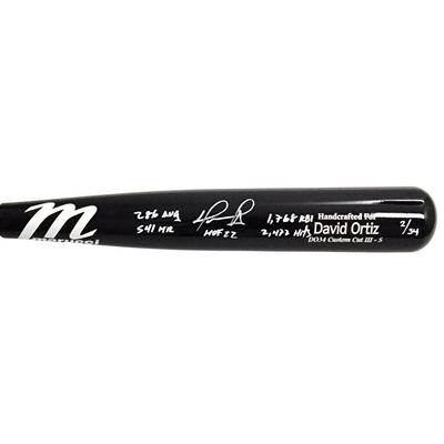 David Ortiz Autographed Boston Red Sox Marucci LTD ED Game Model Bat W/ HOF 22 and Career Stats Beckett Witnessed