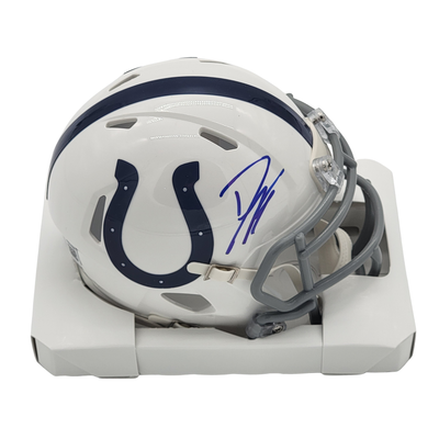 Dwight Freeney Autographed Indianapolis Colts 2004-19 T/B Mini Helmet Beckett Witnessed