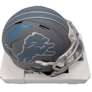 Penei Sewell Autographed Detroit Lions Slate Mini Helmet Beckett Witnessed