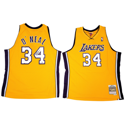 Shaquille O'Neal Autographed Los Angeles Lakers Gold 1999-00 Mitchell & Ness Swingman Jersey Beckett Witnessed