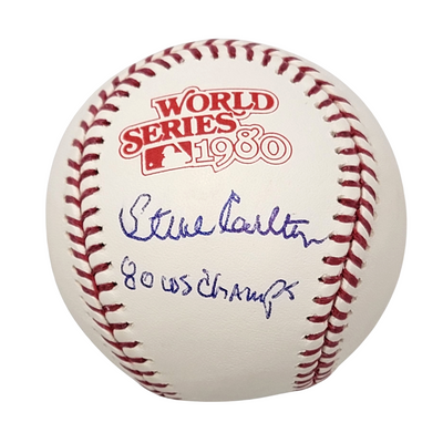 Steve Carlton Autographed Philadelphia Phillies 1980 World Series Baseball W/ 80 WS Champs Beckett Witnessed