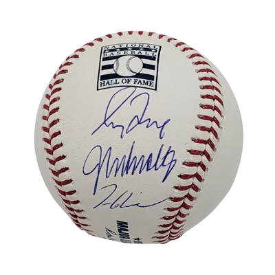 Greg Maddux John Smoltz Tom Glavine Autographed Hall Of Fame Baseball Beckett Witnessed