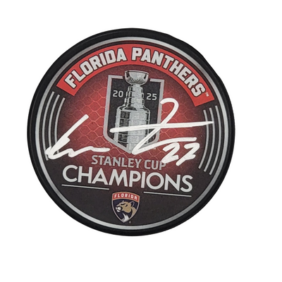 Eetu Luostarinen Autographed Florida Panthers 2025 Stanley Cup Champions Hockey Puck JSA