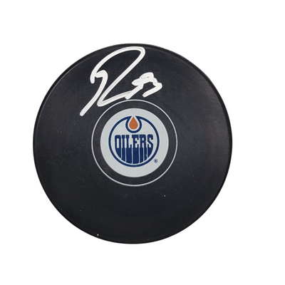 Ryan Nugent Hopkins Autographed Edmonton Oilers Logo Hockey Puck Beckett