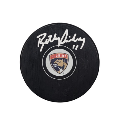 Bill Lindsey Autographed Florida Panthers Logo Hockey Puck Beckett Authenticated