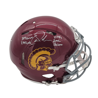 Carson Palmer Autographed USC Trojans Authentic Helmet W/ Collage Stats Beckett Witnessed
