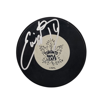 Eddie Olczyk Autographed Toronto Maple Leafs Logo Hockey Puck Beckett