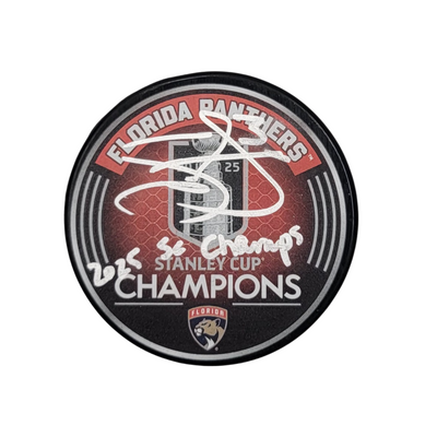 Seth Jones Autographed Florida Panthers 2025 Stanley Cup Champions Puck W/ 2025 SC Champs JSA