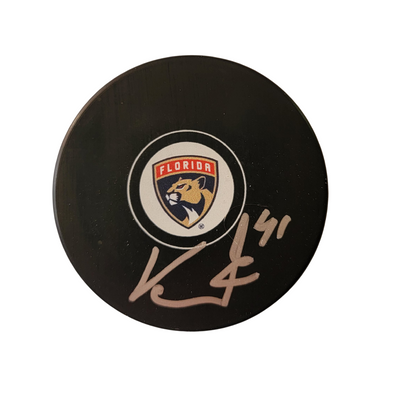 Vitek Vanecek Autographed Florida Panthers Logo Hockey Puck Beckett