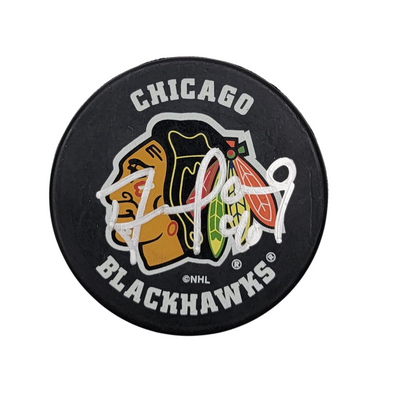 Darren Pang Autographed Chicago Blackhawks Logo Hockey Puck Beckett