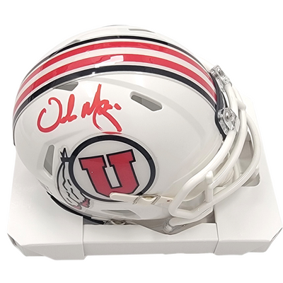 Urban Meyer Autographed Utah Utes White Mini Helmet Beckett Witnessed