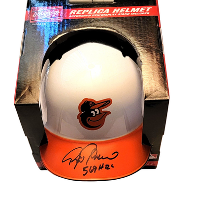 Rafael Palmeiro Autographed Baltimore Orioles Mini Batting Helmet W/ 569 HR's JSA Witnessed