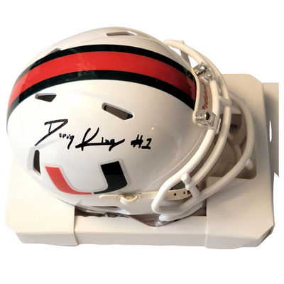 D'Eriq King Autographed Miami Hurricanes Mini Helmet Beckett Authenticated
