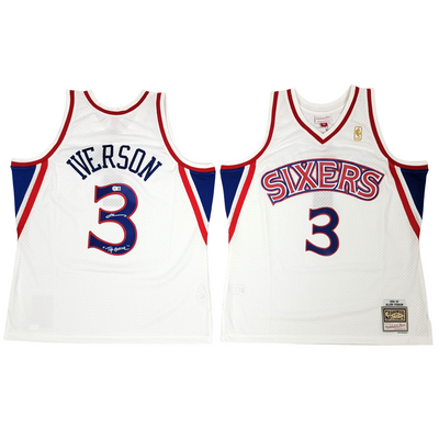 Allen Iverson Autographed Philadelphia 76ers Mitchell & Ness White 1996-97 Swingman Jersey W/ The Answer Beckett Witnessed
