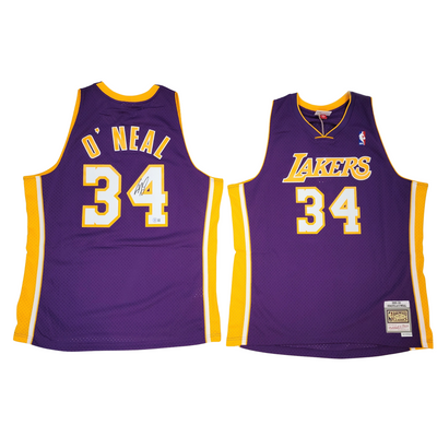 Shaquille O'Neal Autographed Los Angeles Lakers Purple 1999-00 Mitchell & Ness Swingman Jersey Beckett Witnessed
