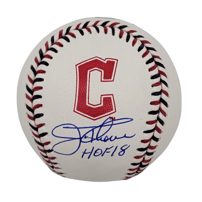 Jim Thome Autographed Cleveland Indians Logo MLB Baseball W/HOF 18 Beckett Witnessed