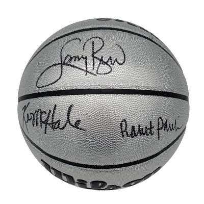 Larry Bird Kevin McHale Robert Parish Autographed Boston Celtics Platium Edition Basketball Beckett