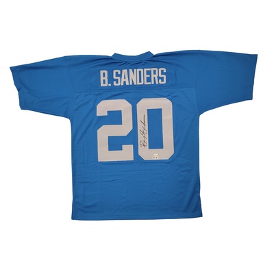 Barry Sanders Autographed Detroit Lions 1994 Mitchell & Ness Throwback Blue Jersey Beckett