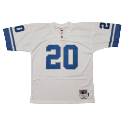 Barry Sanders Autographed Detroit Lions 1996 Mitchell & Ness White Throwback Jersey Beckett
