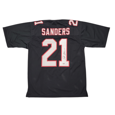 Deion Sanders Autographed Atlanta Falcons Pro Style Black Jersey Beckett