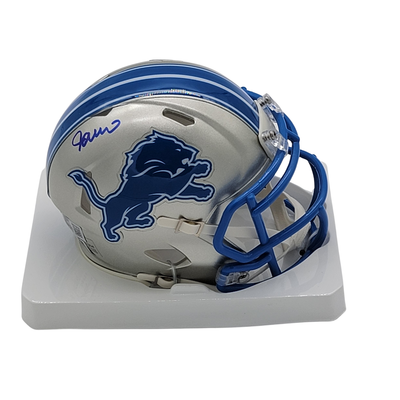 Jameson Williams Autographed Detroit Lions 2024 Mini Helmet Beckett Witnessed