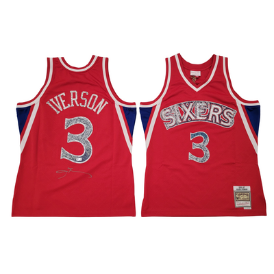 Allen Iverson Autographed Philadelphia 76ers Red 1996/1997 Mitchell & Ness Jersey Beckett