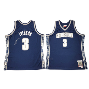 Allen Iverson Autographed Georgetown Hoyas Mitchell & Ness Blue 1995-96 Swingman Jersey Beckett Witnessed