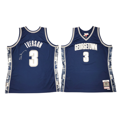 Allen Iverson Autographed Georgetown Hoyas Mitchell & Ness Blue 1995-96 Swingman Jersey Beckett Witnessed