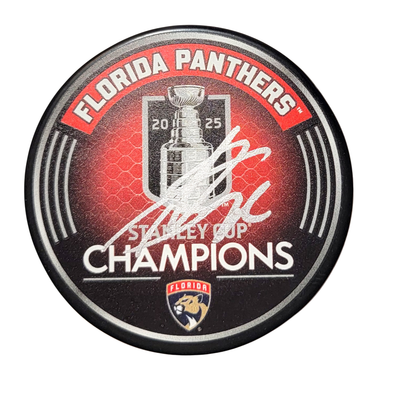 Sergei Bobrovsky Autographed Florida Panthers 2025 Stanley Cup Champions Puck Beckett