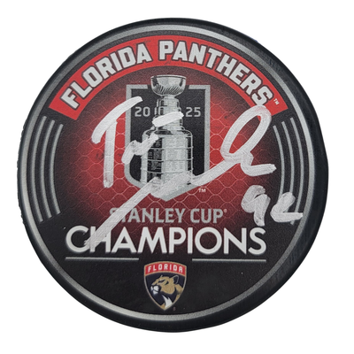 Tomas Nosek Autographed Florida Panthers 2025 Stanley Cup Champions Puck JSA Witness