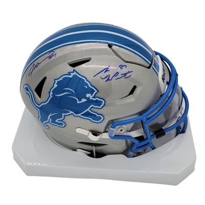 Sam LaPorta Jameson Williams Autographed Detroit Lions Mid Size Speed Flex Helmet Beckett