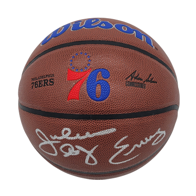 Julius Dr. J Erving Autographed Wilson Philadelphia 76ers Logo Basketball Beckett Witnessed
