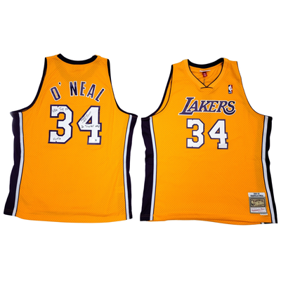 Shaquille O'Neal Autographed Los Angeles Lakers 1999-2000 Mitchell & Ness Swingman Jersey W/ HOF 16 ,NBA Top 50 & 3X Finals MVP Beckett Witnessed
