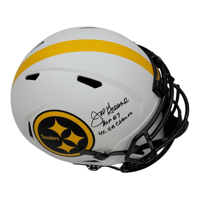 Joe Greene Autographed Pittsburgh Steelers Riddell Lunar Eclipse Replica Helmet W/ HOF 87 & 4X SB Champs Beckett Witness