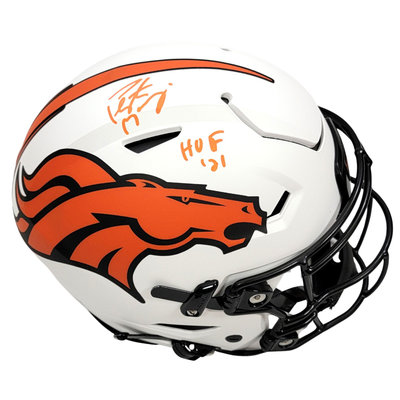 Peyton Manning Autographed Denver Broncos Riddell Lunar Eclipse Speed Flex Helmet W/ HOF 21 Fanatics