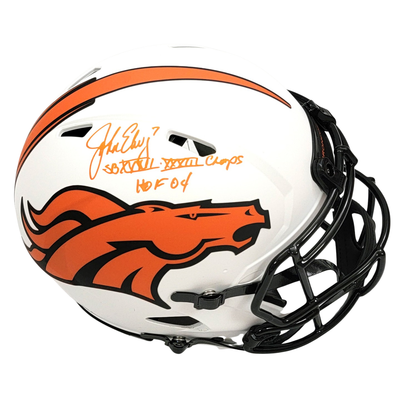John Elway Autographed Denver Broncos Riddell Lunar Eclipse Authentic Helmet W/ SB Champs & HOF 04 Beckett Witnessed