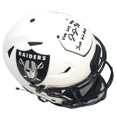 Josh Jacobs Autographed Las Vegas Raiders Riddell Lunar Eclipse Speed Flex Helmet W/ Viva Las Vegas & Just Win Baby Beckett Witnessed