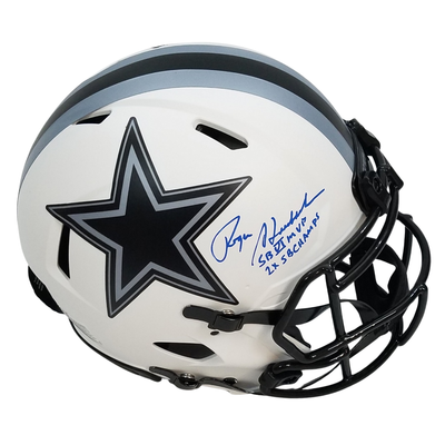 Roger Staubach Autographed Dallas Cowboys Riddell Authentic Lunar Eclipse Helmet W/ SB VI MVP & 2X SB Champs Beckett Witnessed