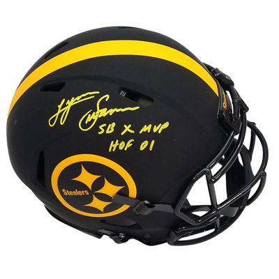 Lynn Swann Autographed Pittsburgh Steelers Riddell Authentic Eclipse Helmet W/ HOF 01 & SB X MVP Beckett Witnessed