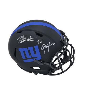 Lawrence Taylor & Michael Strahan Autographed New York Giants Riddell Authentic Eclipse Helmet Beckett Witnessed