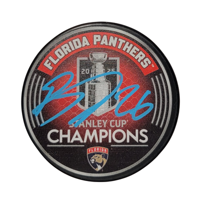 Uvis Balinskis Autographed Florida Panthers 2025 Stanley Cup Champions Puck JSA
