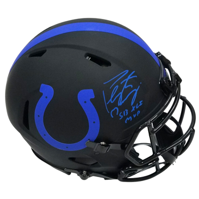 Peyton Manning Autographed Indianapolis Colts Riddell Eclipse Authentic Helmet W/ SB XLI MVP Fanatics Authentic