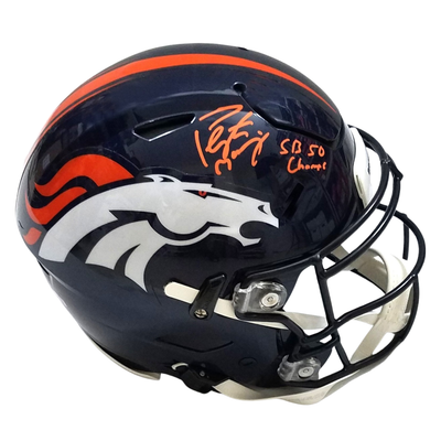 Peyton Manning Autographed Denver Broncos Riddell Speed Flex Helmet W/ SB 50 Champs Fanatics Authentic