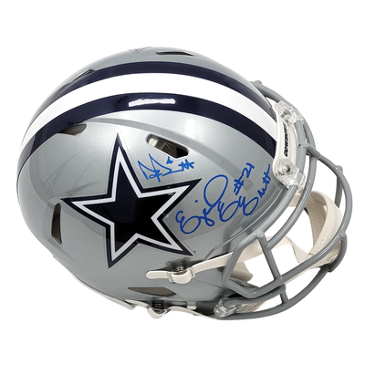 Dak Prescott & Ezekiel Elliott Autographed Dallas Cowboys Riddell Speed Authentic Helmet Beckett Witnessed