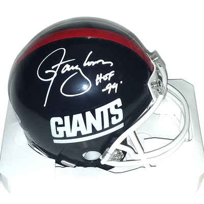 Lawrence Taylor Autographed New York Giants T/B Riddell Mini Helmet W/ HOF 99 Beckett Witnessed White Paint