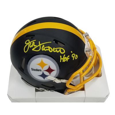 Jack Lambert Autographed Pittsburgh Steelers Riddell Matte Flat Black Speed Mini Helmet W/ HOF 90 Beckett Authenticated