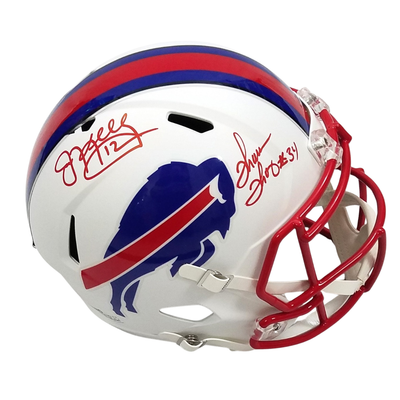 Jim Kelly & Thurman Thomas Autographed Buffalo Bills Riddell Matte Flat White Speed Replica Helmet Beckett Authenticated