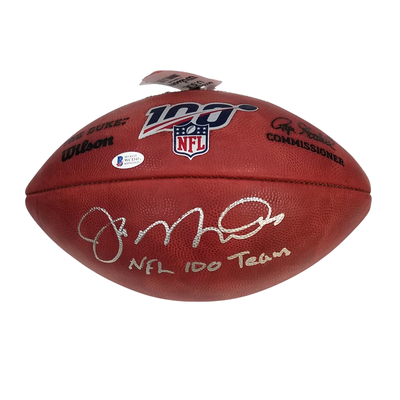 Joe Montana Autographed San Francisco 49ers The Duke NFL 100 Football W/ NFL 100 Team Beckett Witnessed