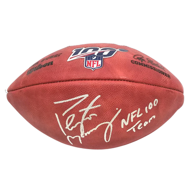 Peyton Manning Autographed Denver Broncos Indianapolis Colts NFL 100 Football W/ NFL 100 Team Fanatics Authentic